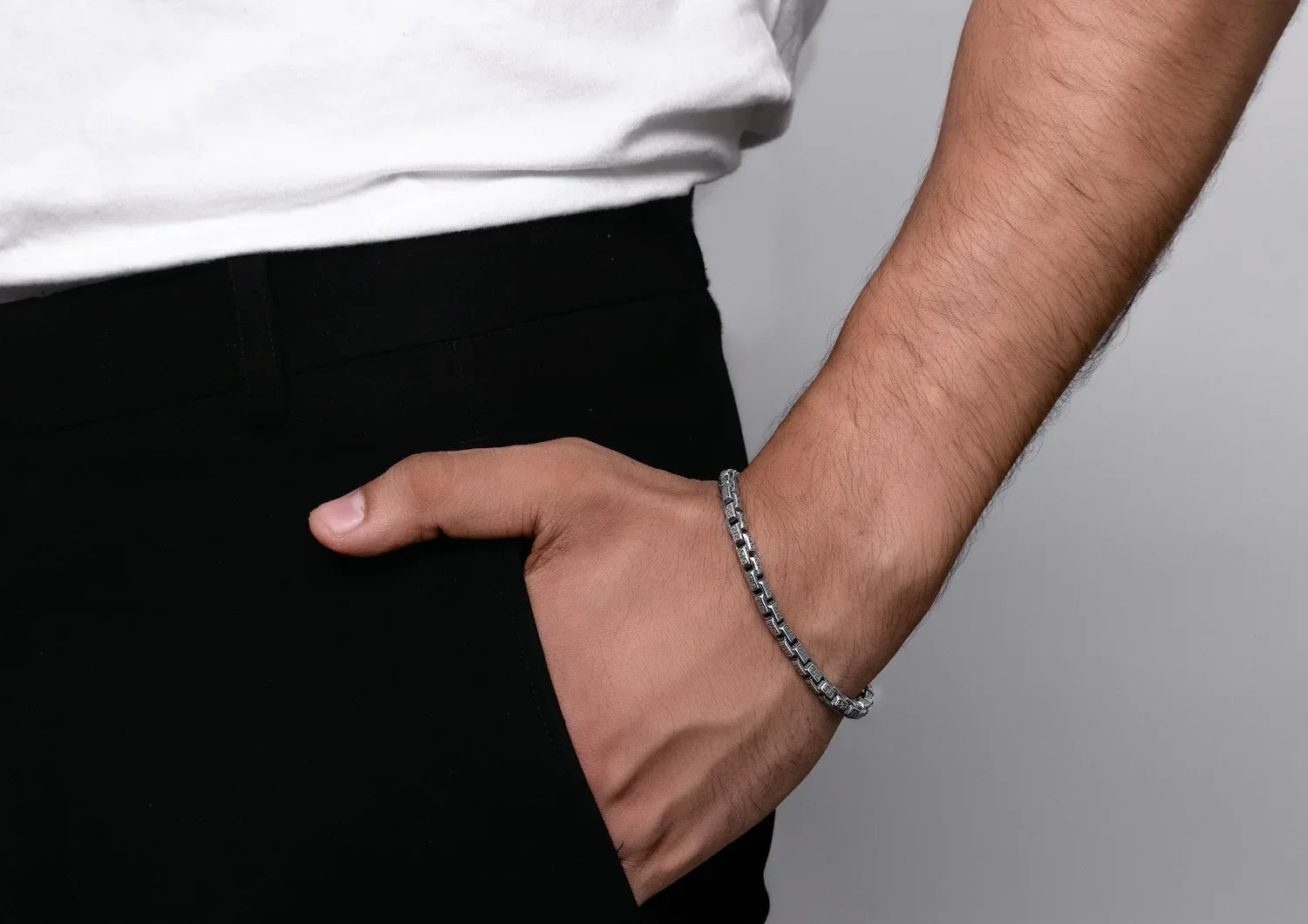 Forever Yours Oxidised Men Bracelet Secondary image
