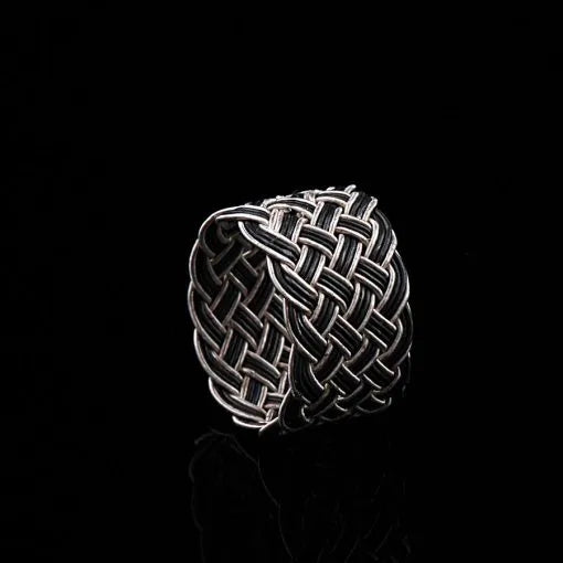 Handmade Kazaz Silver Knot Ring Wide-2 Main image
