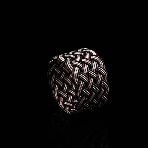 Handmade Kazaz Silver Knot Ring Wide-3 Main image