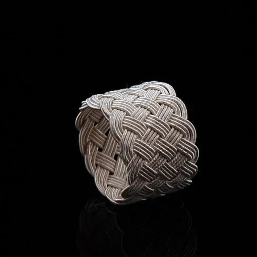 Handmade Kazaz Silver Knot Ring Wide-5 Main image
