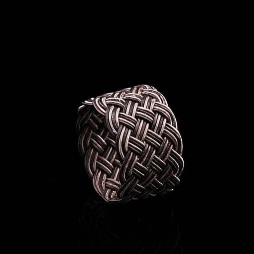 Handmade Kazaz Silver Knot Ring Wide-7 Main image