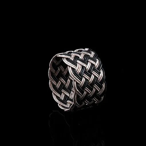 Handmade Kazaz Silver Knot Ring Wide Main image