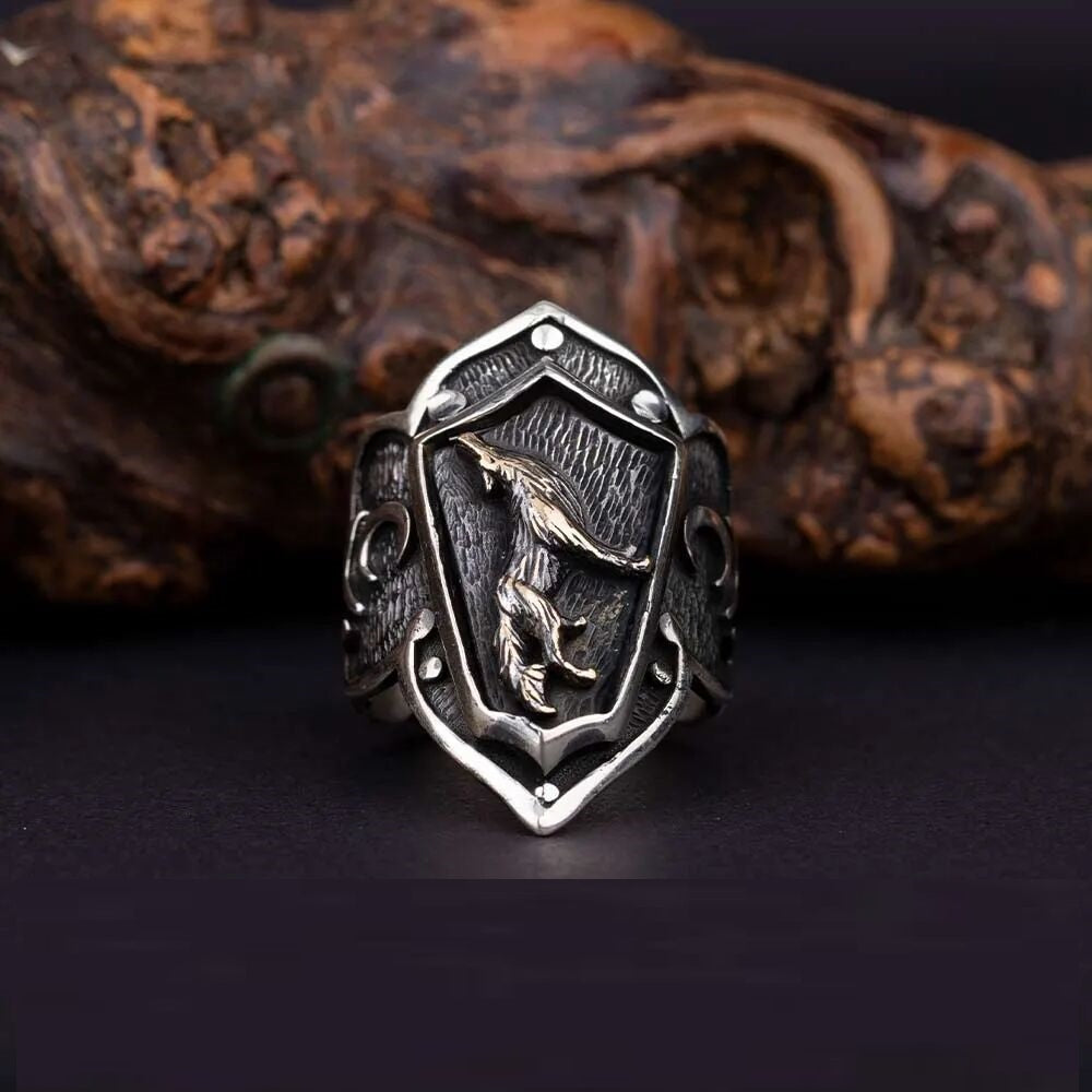 Heritage Collection Adjustable Thumb Ring With Howling Wolf Main image