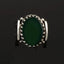 Hun Collection Flat Green Agate Silver Men Ring