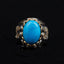 Masterpiece Collection Turquoise Feroza Oval Gilded Oxidized Silver Ring