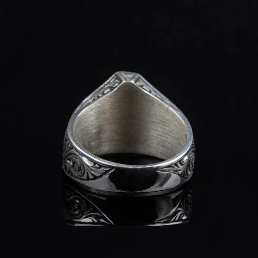 Triangle Cut Citrine Hand Engraved Silver Ring Secondary image