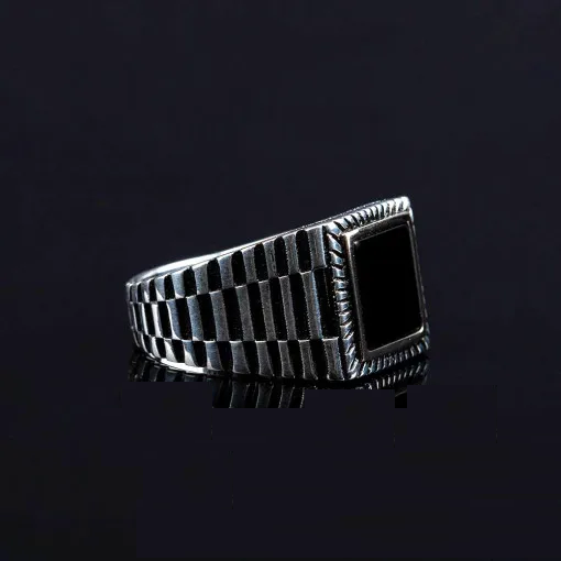 Square Black Onyx Elegant Silver Ring Secondary image