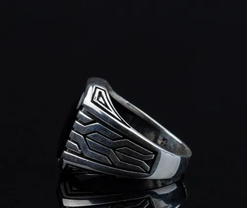 Octagon Cut Black Onyx Silver Ring Secondary image