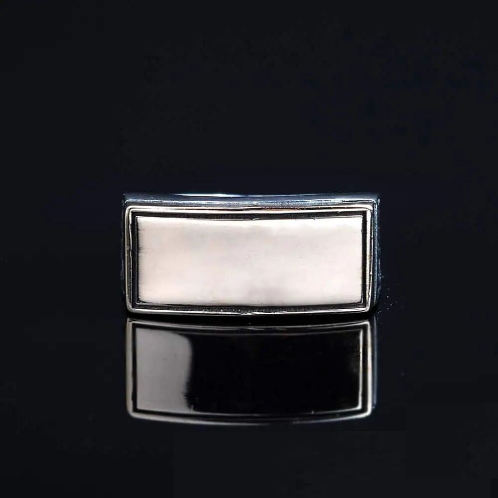 Hand Engraved Stoneless Plain Bronze & Silver Ring Main image