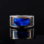 Elegant Cut Blue Mina Silver Ring