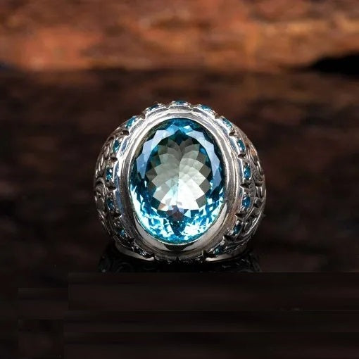 One of a Kind Blue Topaz Silver Ring No1 Main image