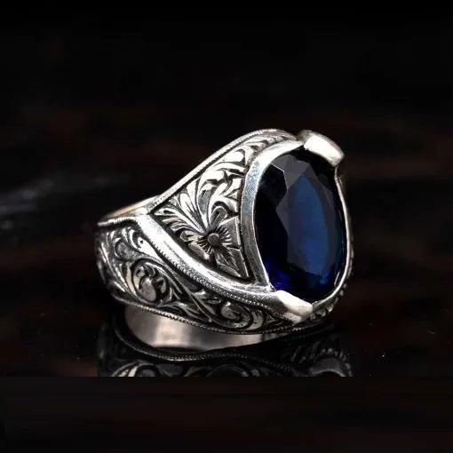 One of a Kind Blue Zircon Silver Ring No3 Main image