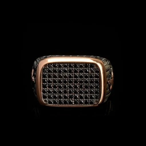 Black Zircon Covered Classic Rectangle Men Ring Main image
