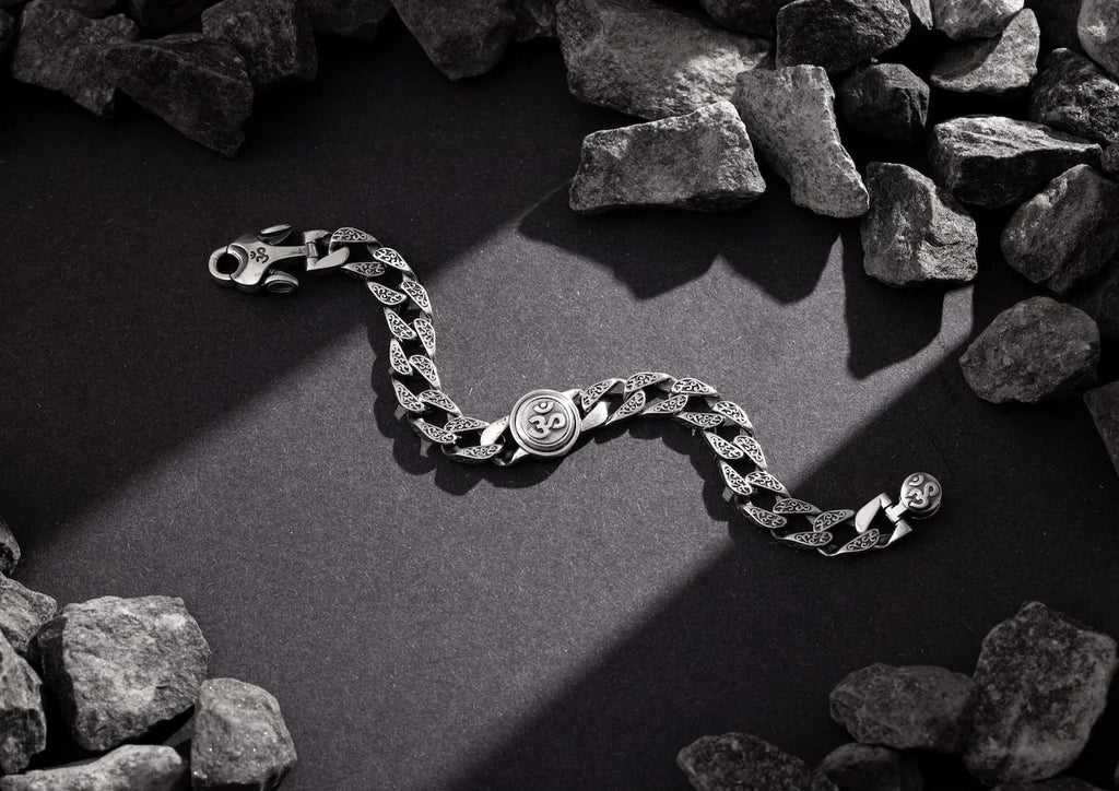 Rotating Om Cuban Men Bracelet
