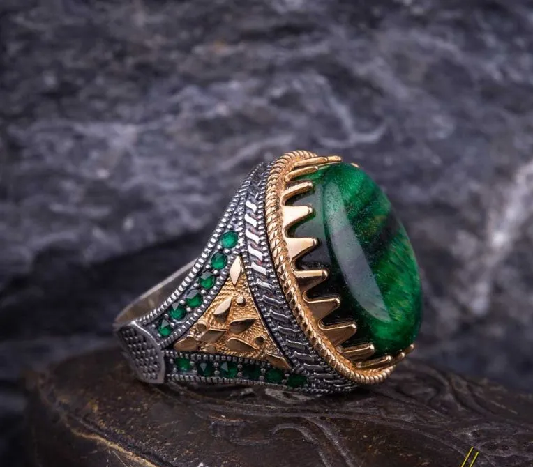 Royal Collection Green Tiger Eye Silver Ring No2 Main image