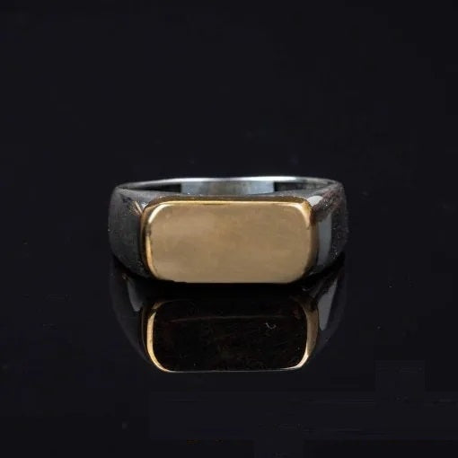 Stoneless Plain Bronze & Silver Ring Main image