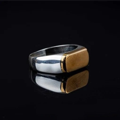 Stoneless Plain Bronze & Silver Ring Secondary image