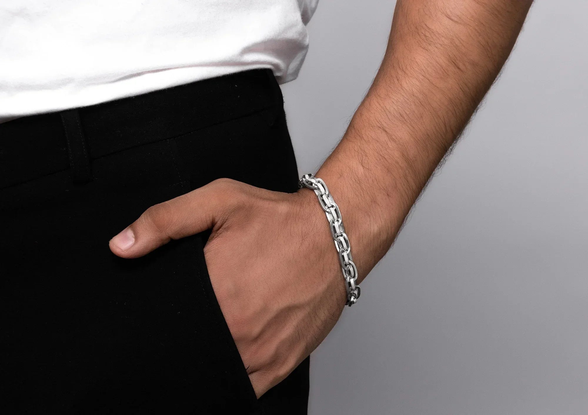Textured Dual Link Men Bracelet Secondary image