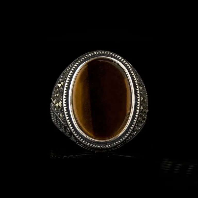 Tiger Eye and Marcasite Designer Ring Secondary image