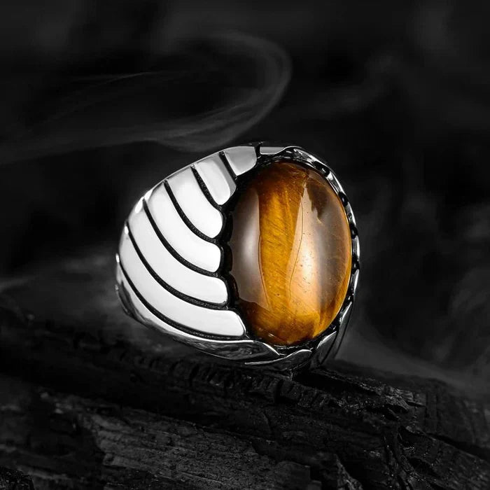 CAT EYE WAVES MEN'S RING - SILVER
