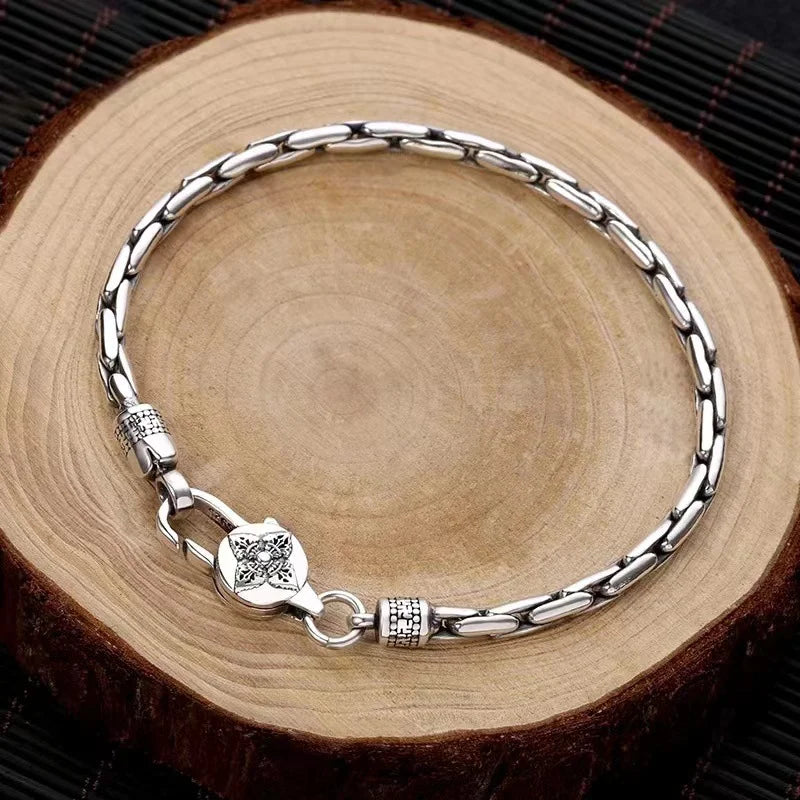 Sterling Silver Vajra Byzantine Chain Bracelet Main image