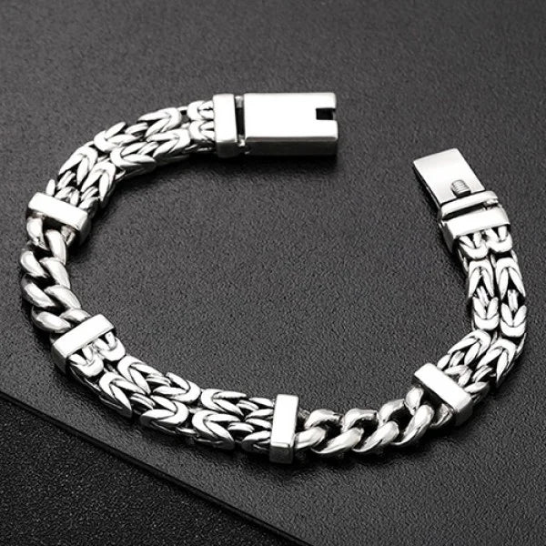 Sterling Silver Byzantine and Curb Chain Bracelet Secondary image
