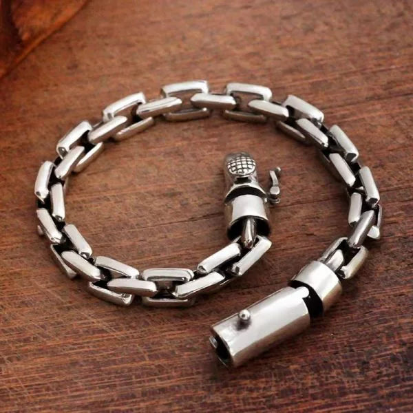 Sterling Silver Handmade Rectangle Link Chain Bracelet Main image