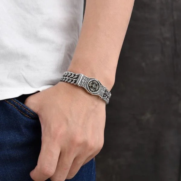 Sterling Silver Crucifix Twin Chain Bracelet Secondary image