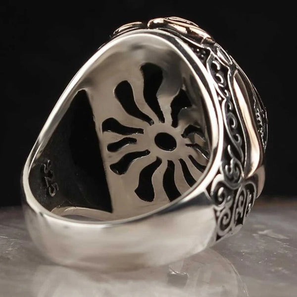 Carnelian Agate Aqeeq Silver Elegant Mens Ring
