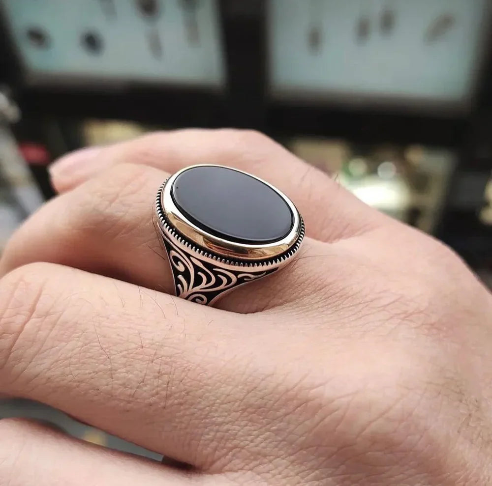 Classic Aqeeq -Silver Ring