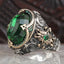 Custom Emerald Stone Silver Mens Ring