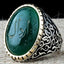 Customizable Green Agate Stone Silver Mens Ring