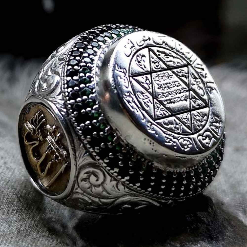Customizable Seal of Solomon Silver Mens Ring Main image