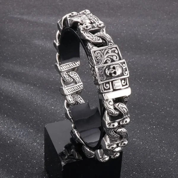 Sterling Silver Punk Skull Twist Bracelet Main image