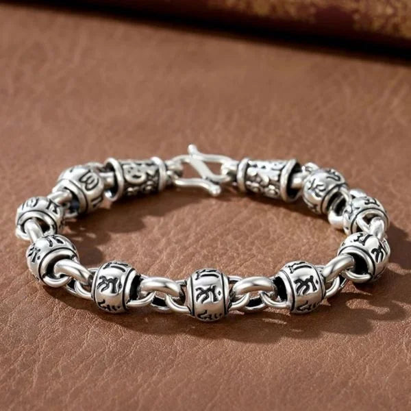 Sterling Silver Six Character Truth Round Bead Bracelet Main image