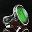 Drop Design Silver Emerald Stone Mens Ring