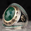 Eagle Style Great Emerald Stone Silver Mens Ring