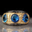 Elegant Three Aquamarine Stone Silver Handmade Mens Ring