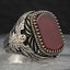 Exclusive Silver Eagle Style Agate Stone Mens Ring