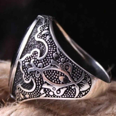 Exclusive Beautiful Onyx Stone Silver Mens Ring Secondary image