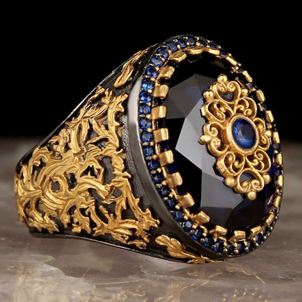 Exclusive Blue Sapphire Best Silver Mens Ring Main image