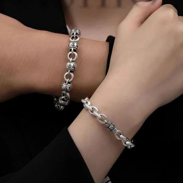Sterling Silver Six Character Truth Round Bead Bracelet Secondary image