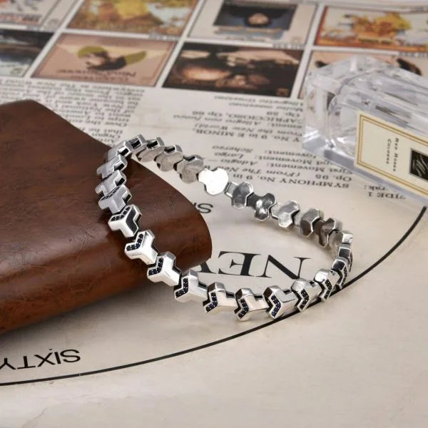 Sterling Silver Crucifix Twin Chain Bracelet Main image