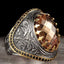 Faceted Citrine Silver Original Stone Mens Ring