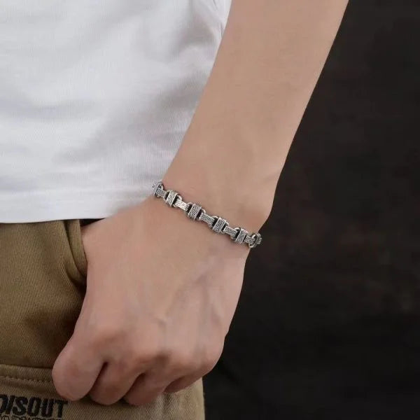 Sterling Silver Simplicity Seal Engraved Pattern Bracelet Secondary image