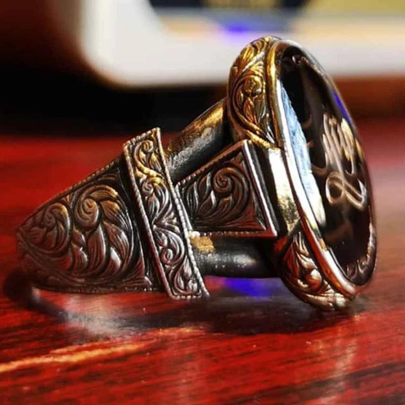 Hand Engraved Customizable Name Silver Mens Ring Secondary image