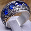 Hand Engraved Luxury Sapphire SilverElegant Mens Ring