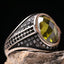 Handmade Silver Faceted Peridot CZ Stone Mens Ring