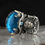 Handmade Silver Lion Aquamarine Stone Mens Ring