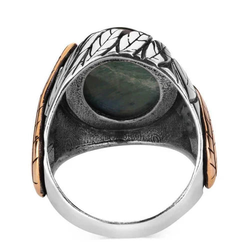 Handmade Silver Natural Blue Tigers Eye Stone Mens Ring